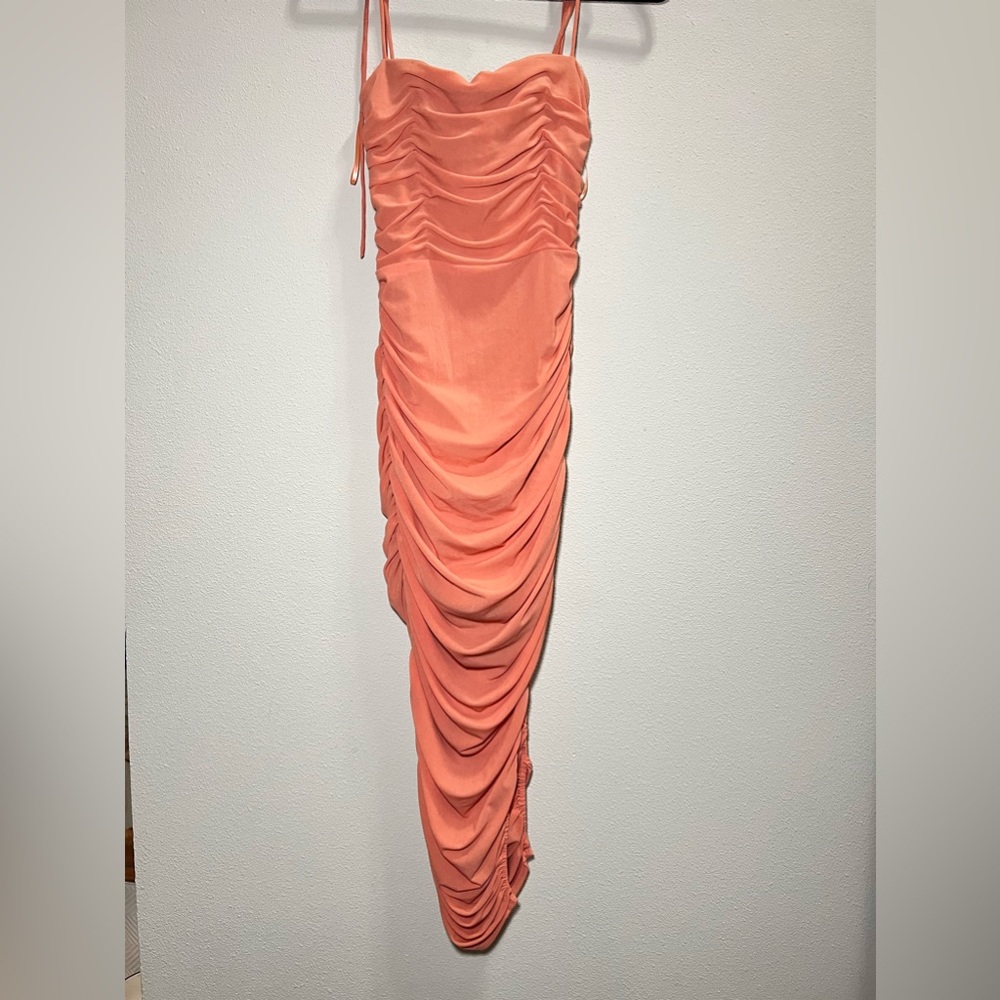 Coral mermaid form fitting dress